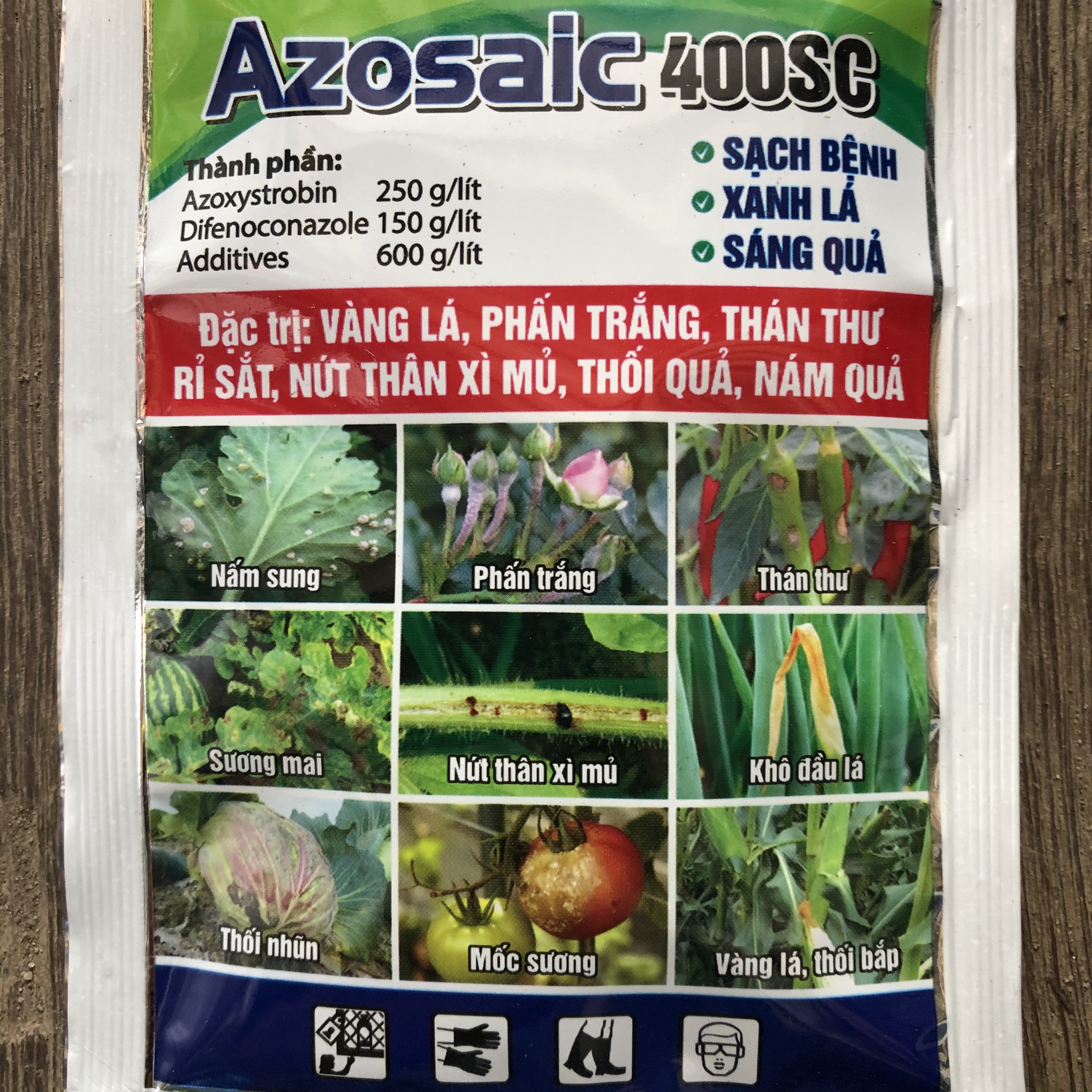 Thuốc trừ bệnh thán thư, vàng lá, phấn trắng, gỉ sắt, đốm lá, nấm hồng, nứt thân xì mủ, nám quả, mốc sương trên các cây trồng như rau màu, ớt, hành, cà chua, bắp cải, xoài, sầu riêng, nhãn vải, hoa hồng, cây mai vàng, hoa cúc