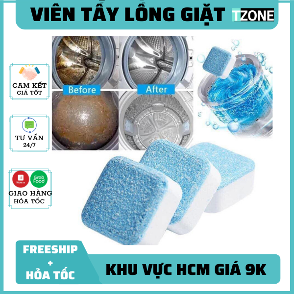 Freeship+hỏa tốc combo 12 viên tẩy lồng vệ sinh máy giặt - viên tẩy lồng máy giặt đứng - hộp 12 viên tẩy lồng máy giặt omo