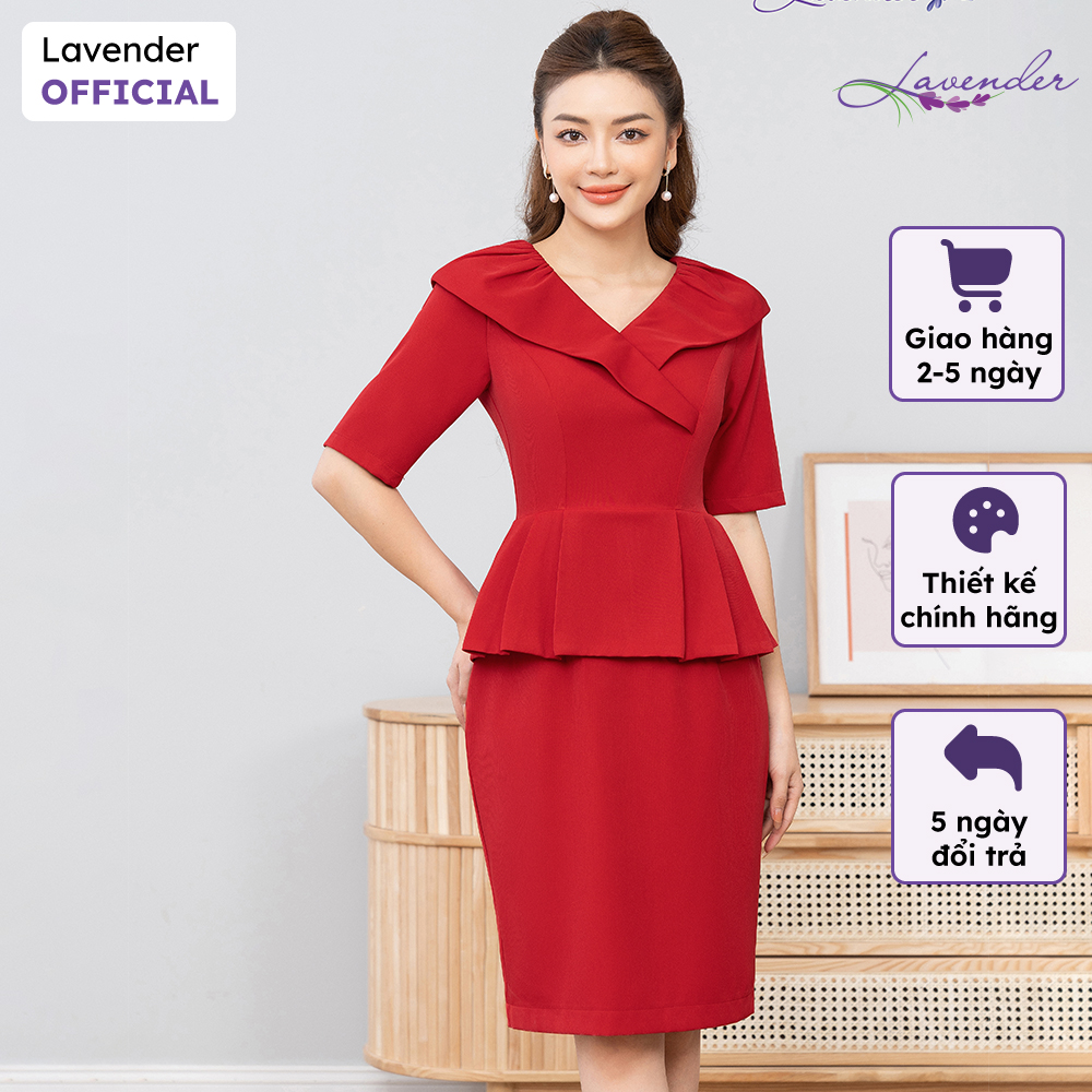 Đầm công sở thiết kế LAVENDER dáng ôm peplum cổ choàng tay lỡ cao cấp D2446