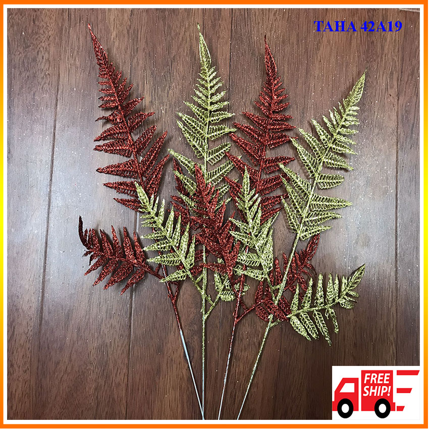 Cành dương xỉ lá nhọn trang trí oản thờ, oản tài lộc, trang trí tháp bánh PK20 TAHA 42A19, cành lá trang trí tết