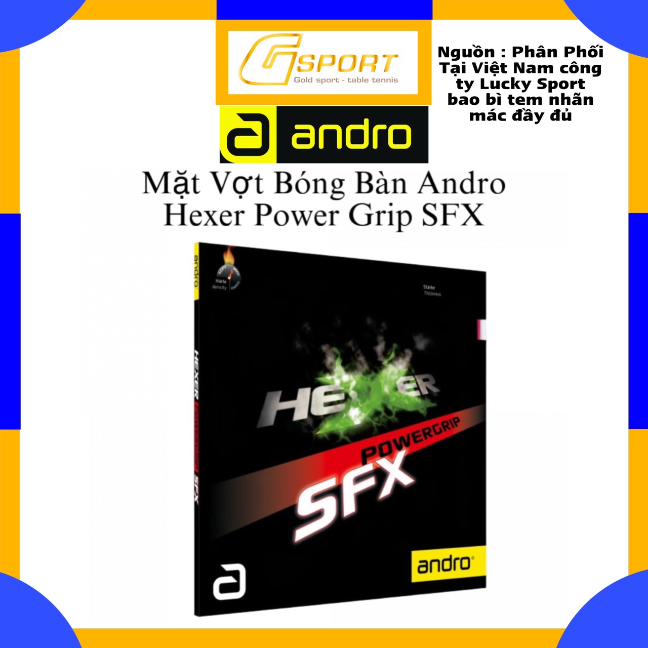 Mặt vợt bóng bàn Andro Hexer Power Grip SFX