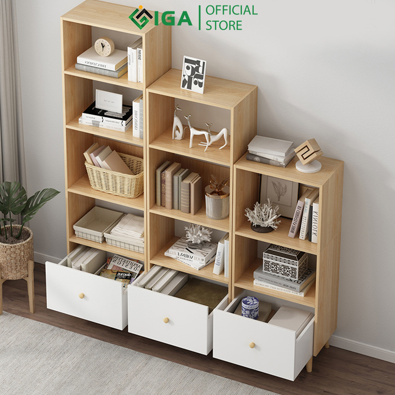 Tủ sách gỗ đa tầng đa năng phong cách Nordic thương hiệu IGA - GP144