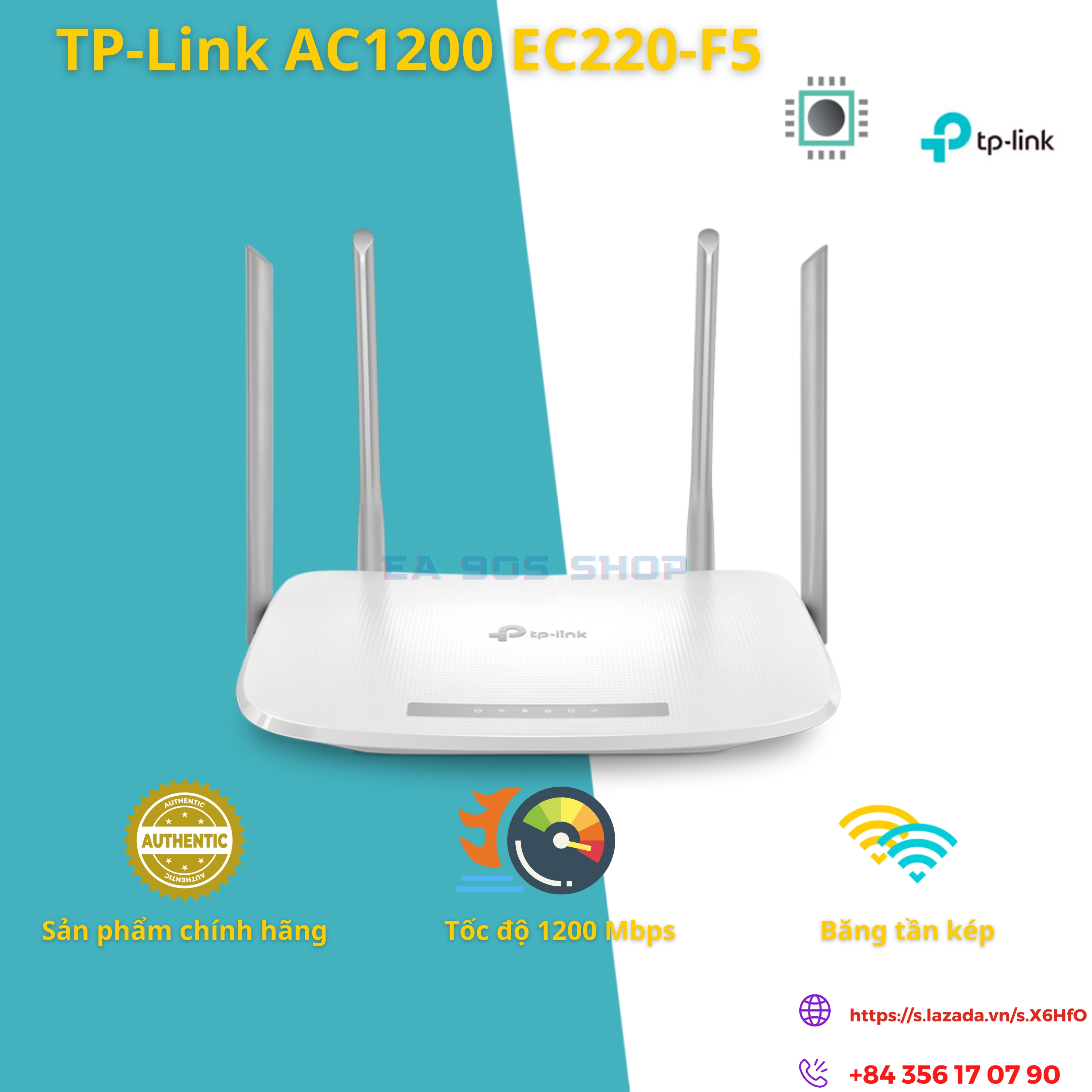 Bộ phát Wi-Fi TP-LINK EC220-F5 chính hãng, Archer C50 AC1200  Router Băng tần kép, Dual-Band Wi-Fi Router, tốc độ cao 1200Mbps - EA 90S Shop