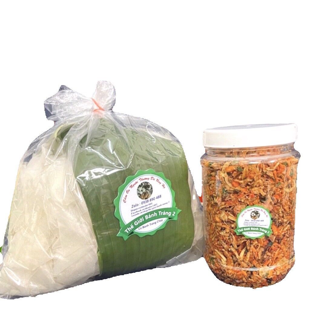 Combo 0.5kg rìa phơi sương và 200g muối tôm hành phi