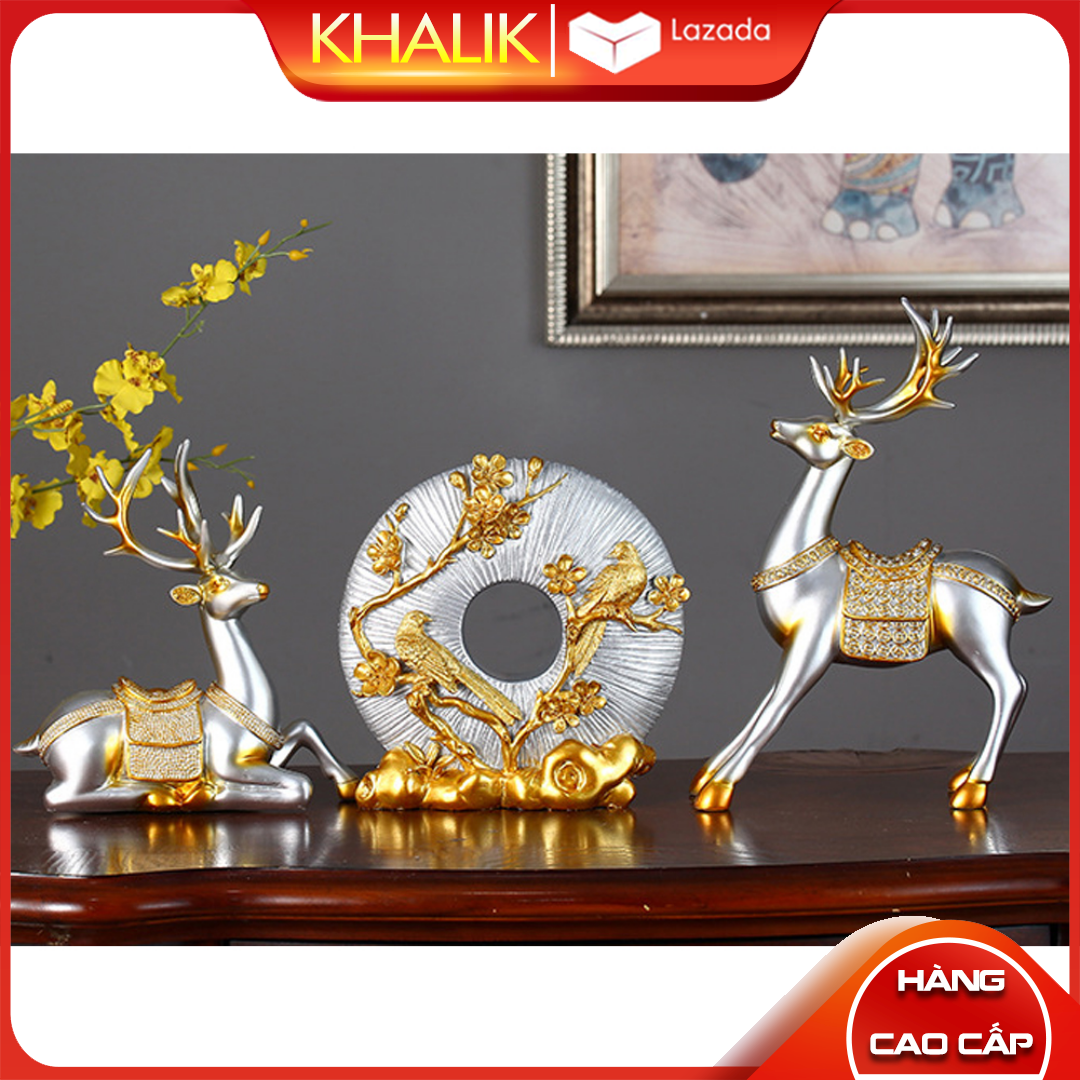 [Hàng cao cấp] Đồ trang trí Decor Hươu nai - Màu Trắng KHALIK, Trang trí phòng khách sang trọng mang phong cách châu Âu