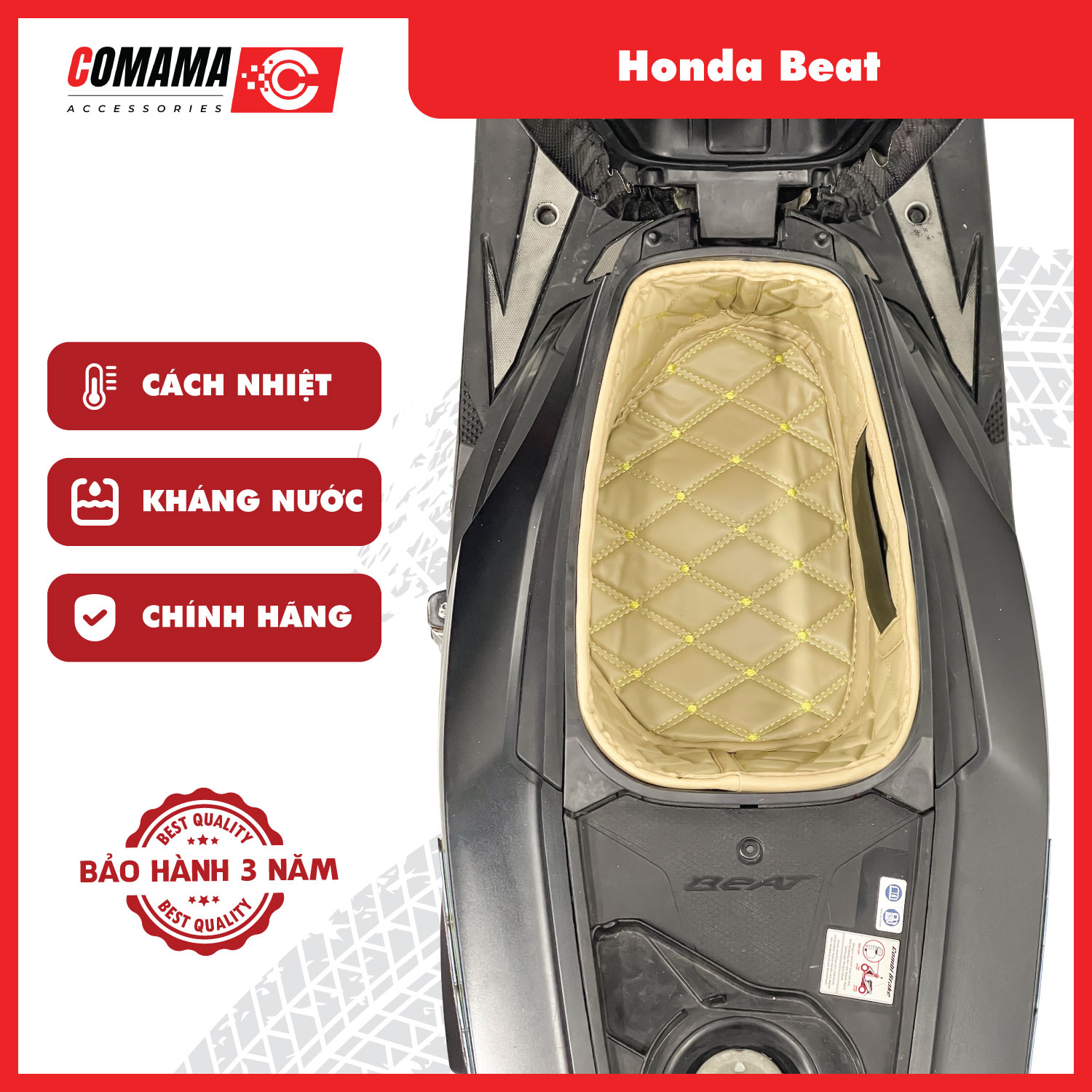 Lót cốp da 5d, đệm lót cốp comama xe honda beat chống sốc, cách nhiệt, bảo hành 3 năm