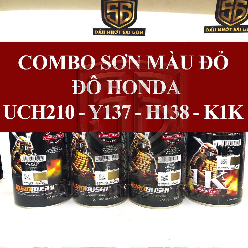 Sơn xịt samurai màu đỏ đô honda uch210 - y137 - h138 - k1k