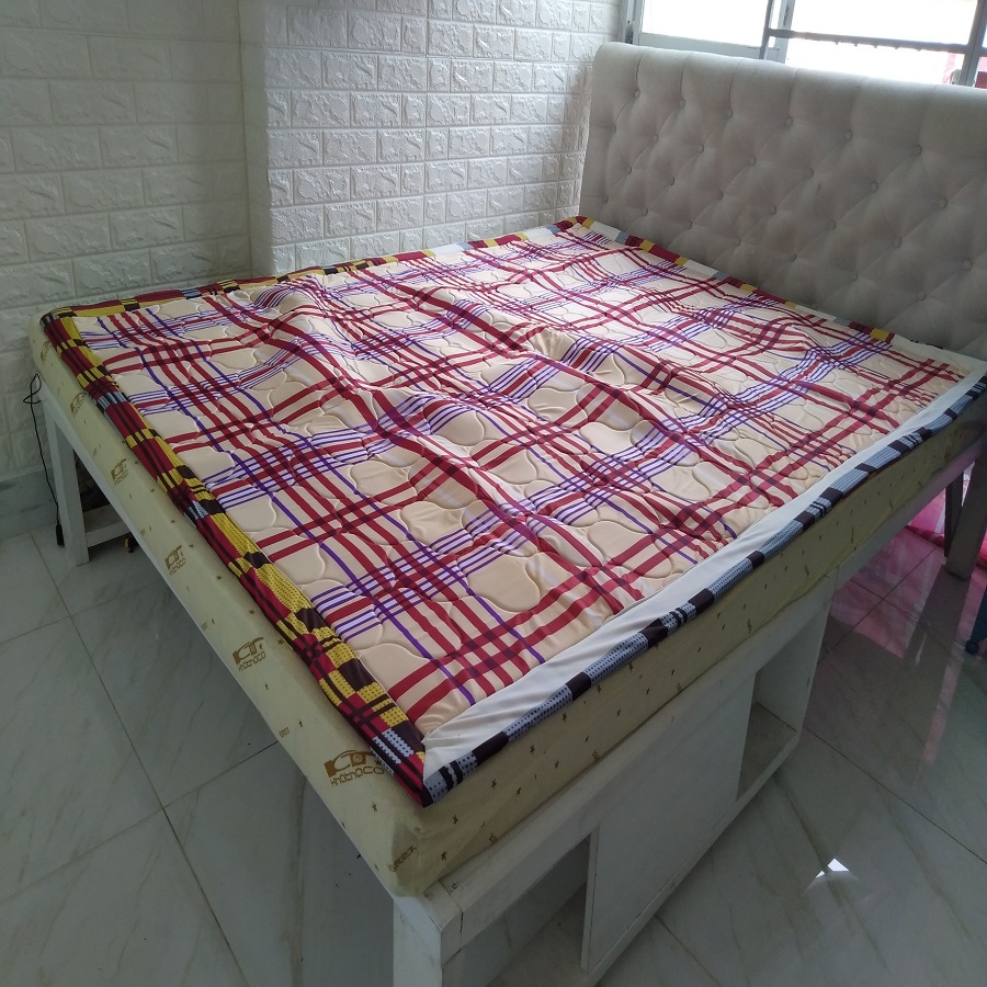 Nệm cao su non gấp gọn 1m6x2m - 2 mặt chần thun lạnh dn01