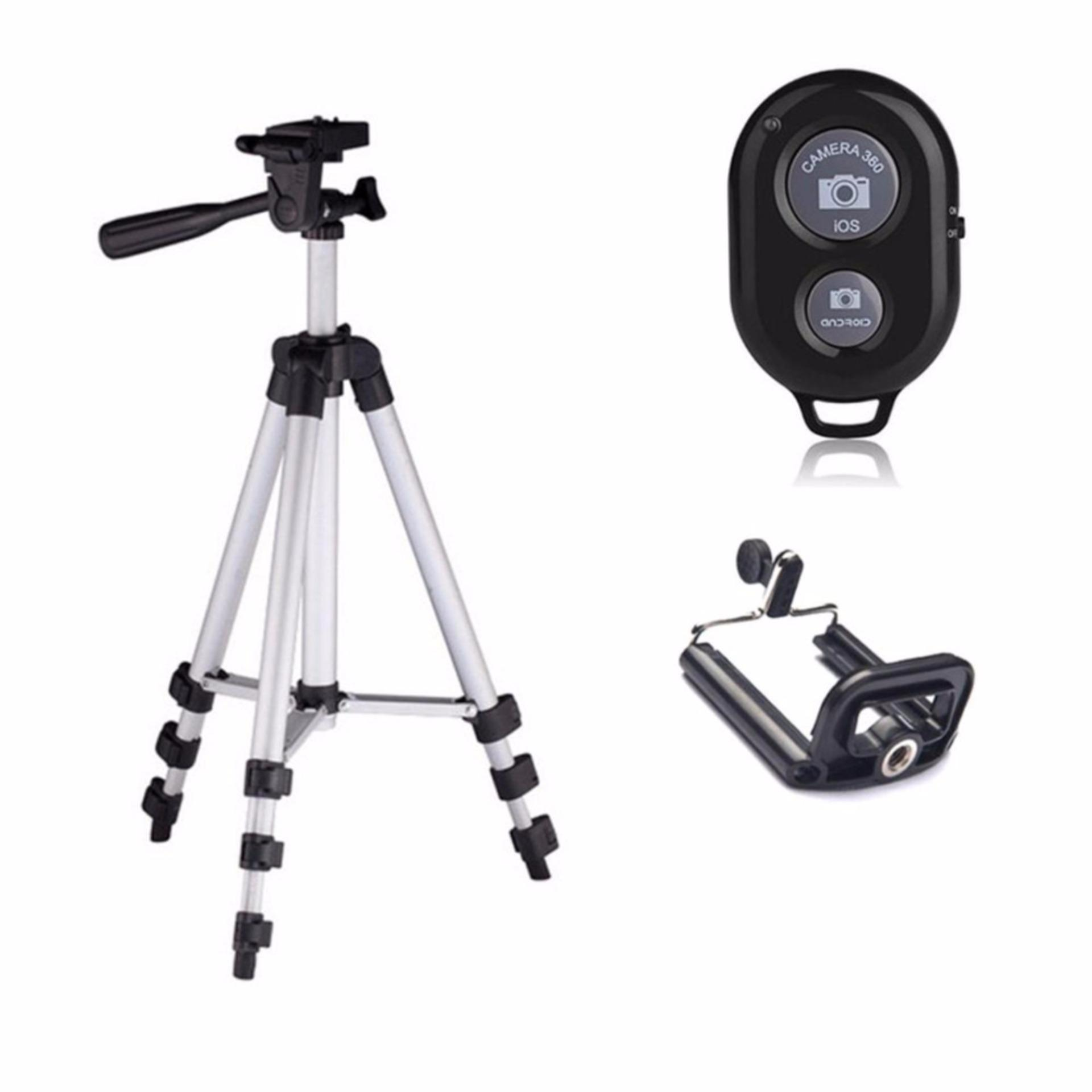 Combo tripod 3110 + lens 3 trong 1 + nút remote bluetooth peepvn