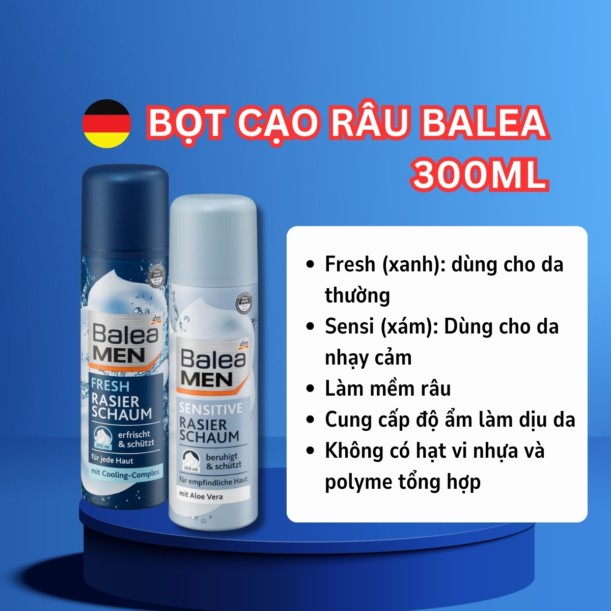 Bọt Cạo Lông Balea Fresh Rasier Schaum 300ml Dành Cho Nam Phù Hợp Cho Mọi Loại Da