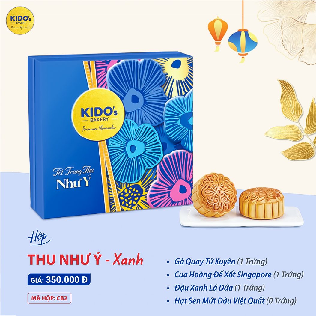 Bánh trung thu KIDO Hộp Thượng Hạng 4 bánh An Khang Hạnh Phúc Như Ý Thịnh Vượng Hộp quà biếu Lalashop bánh trung thu thập cẩm ngũ vị