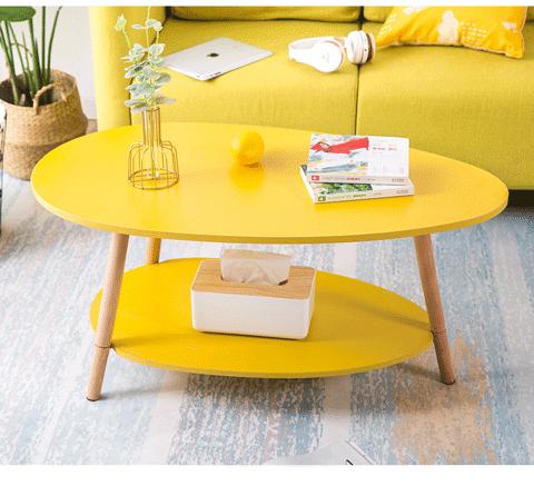Bàn trà Bắc Âu hình trứng 2 tầng mặt bàn TM17