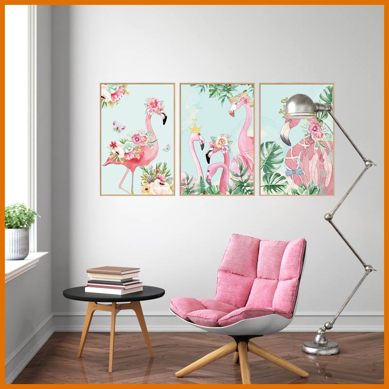Decal dán tường khung ảnh hạc hồng 03 SK9315