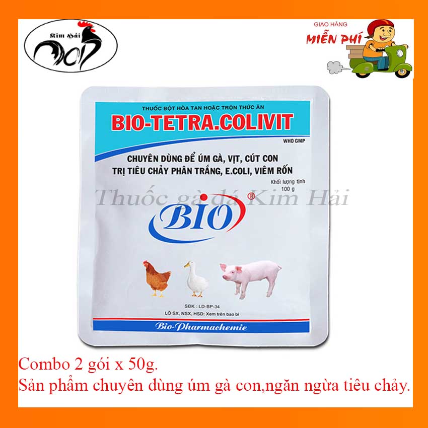 Tetra Colivit-Úm Gà Con-[combo 2 gói x 50g] Chuyên dùng úm gà con,ngăn ngừa viêm rốn,tiêu chảy,viêm rốn.