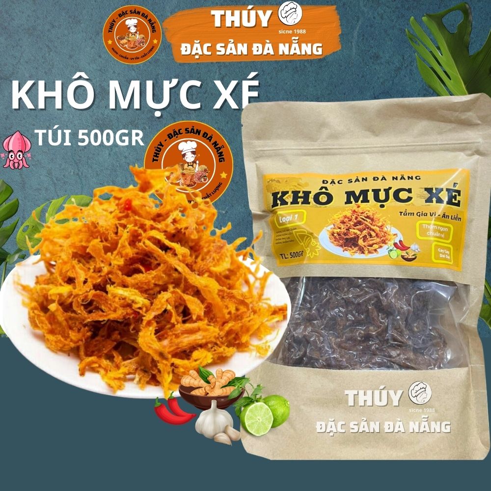Mực xé tẩm gia vị túi 500gr đặc sản đà nẵng