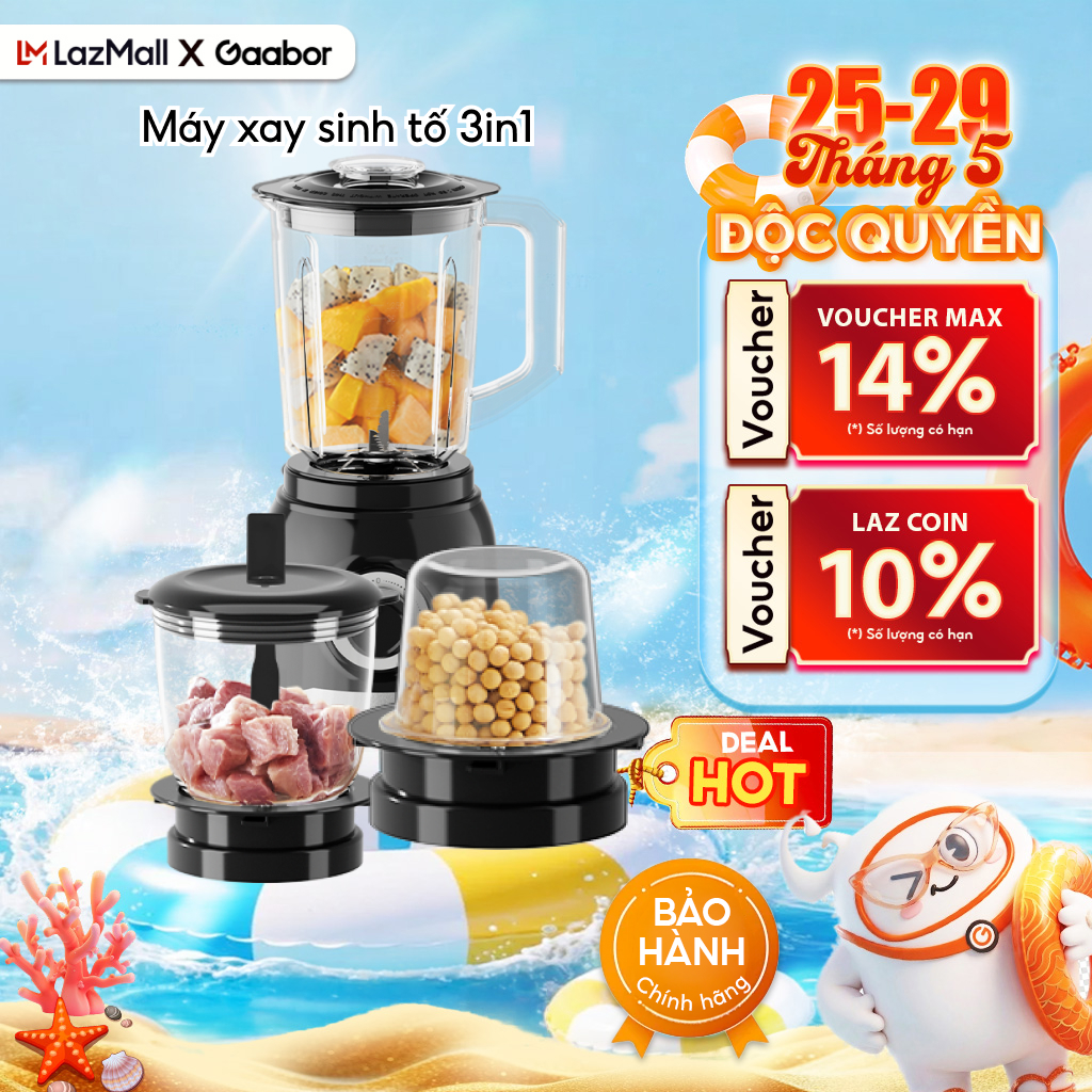Máy xay sinh tố đa năng Gaabor JM-16M02A 3in1 xay thịt gia vị xay sinh tố - Bảo hành 12 tháng 1 đổi 1