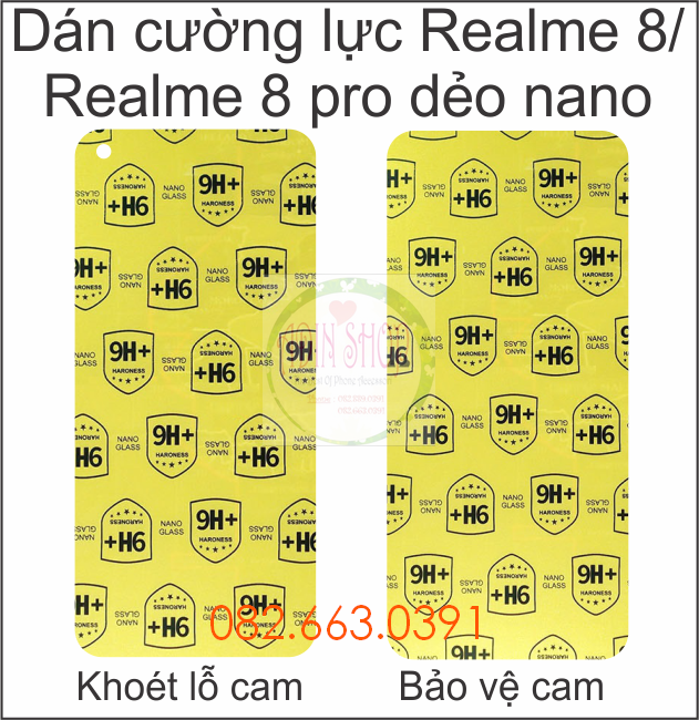 [HCM]Dán cường lực Realme 8 / Realme 8 pro trong suốt nano dẻo siêu bền độ cường lực 9H+
