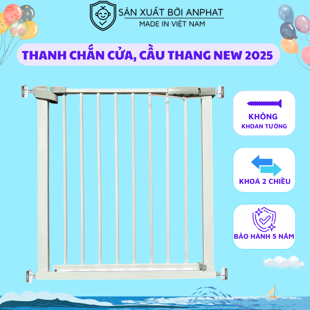 Thanh Chắn Cửa/Cầu Thang An Phát An Toàn Cho Bé không cần khoan đục cao 78cm