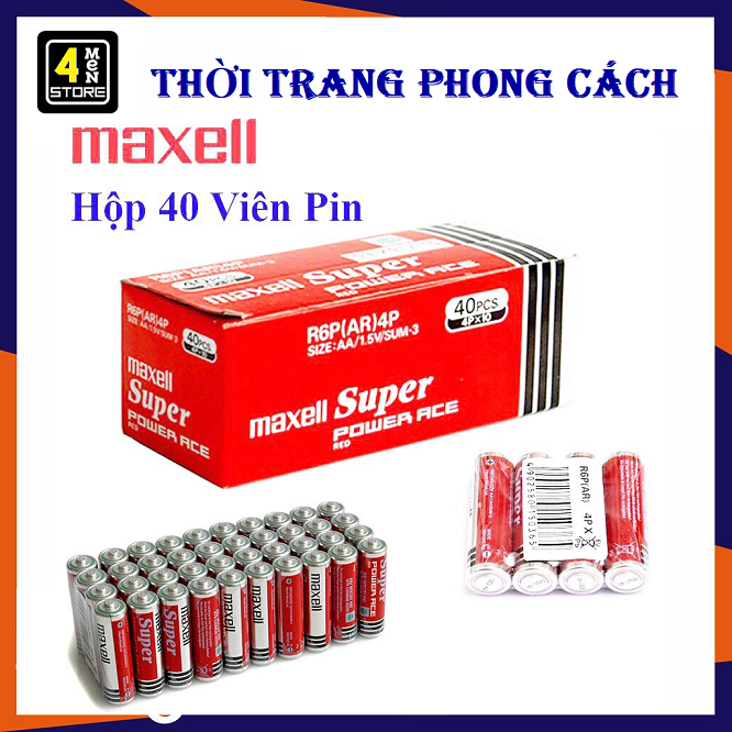 [HCM]⚡⚡⚡ Pin Tiểu AA (2A) Maxell Super Đỏ 1.5V - Hộp 40 viên - Siêu Bền ⚡⚡⚡