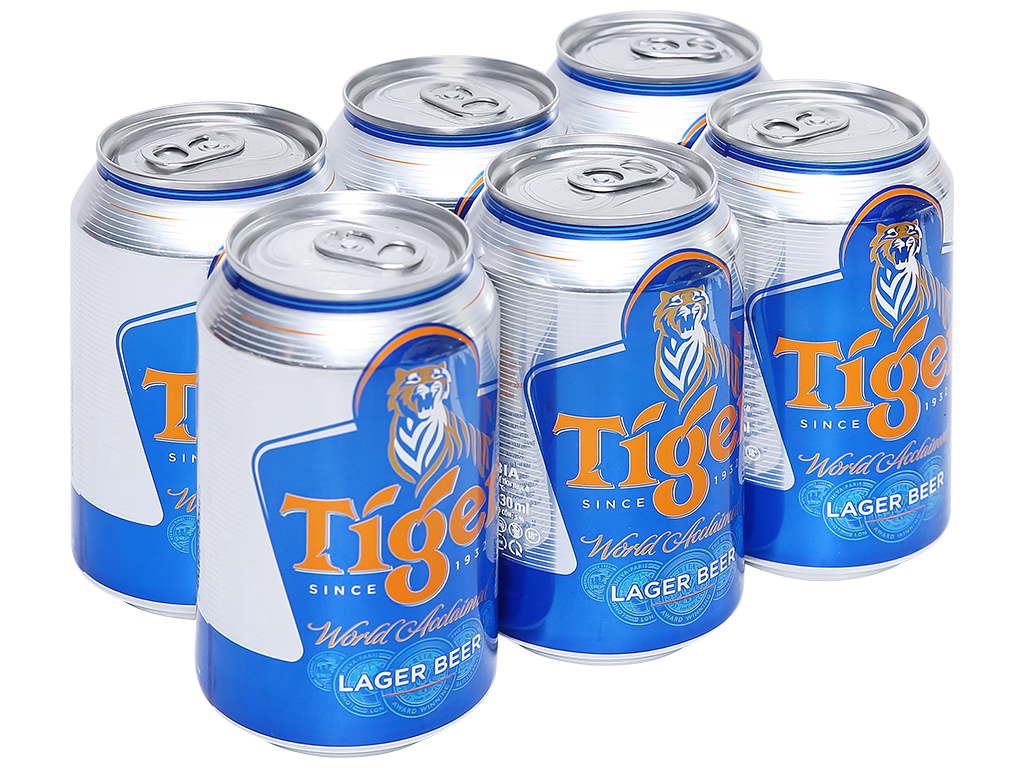 6 lon bia Tiger 330ml
