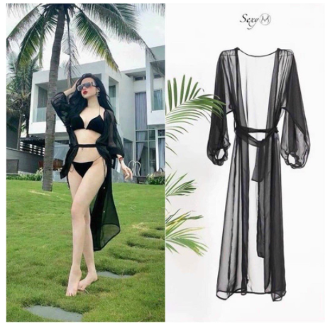 Áo khoác đi biển đi bơi dài áo choàng ren tà dài giá rẻ - ak001
