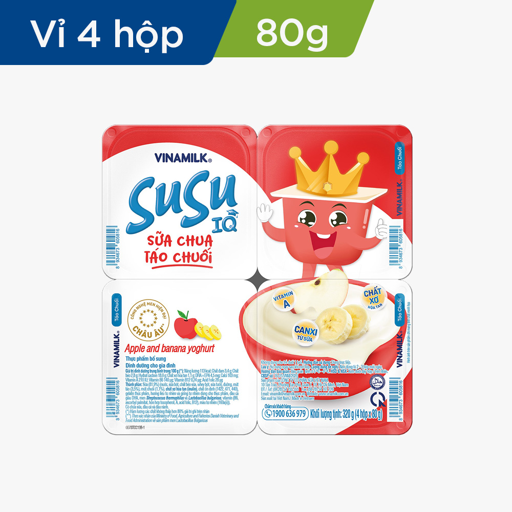 Thùng 48 hộp Sữa chua ăn SuSu IQ loại táo chuối hộp x 80g - Sữa Chua ...