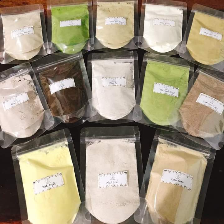 Bột trà xanh/bột cafe/bột cám gạo/tinh bột nghệ/bột đậu đỏ/bột gạo lứt/ngũ hoa hạt-Handmade-Dưỡng da trắng sáng, mềm mịn