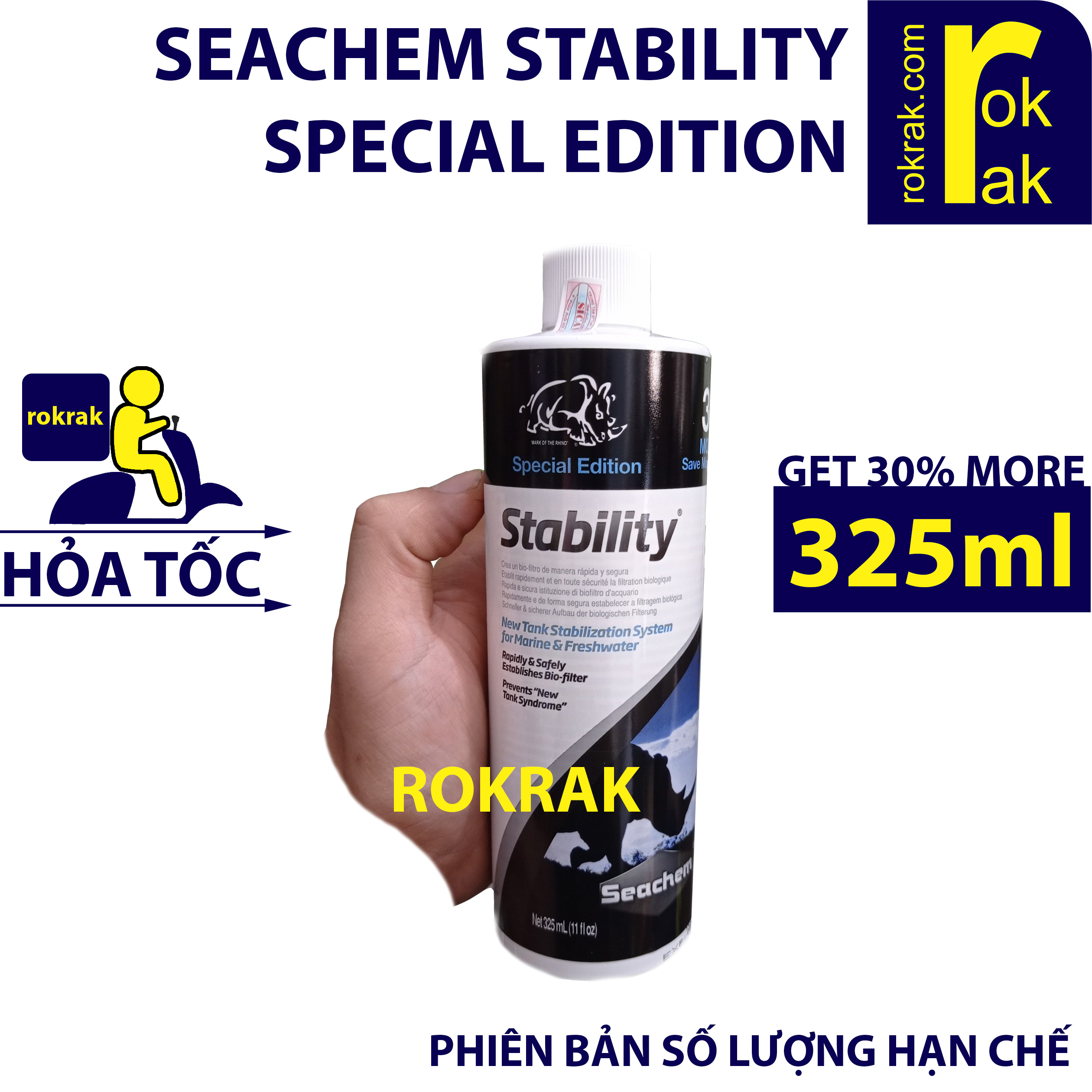Vi sinh tươi Stability 250ml 325ml (250 325 ML CÓ TEM) cho lọc hồ cá biển và hồ cá nước ngọt SEACHEM Mỹ
