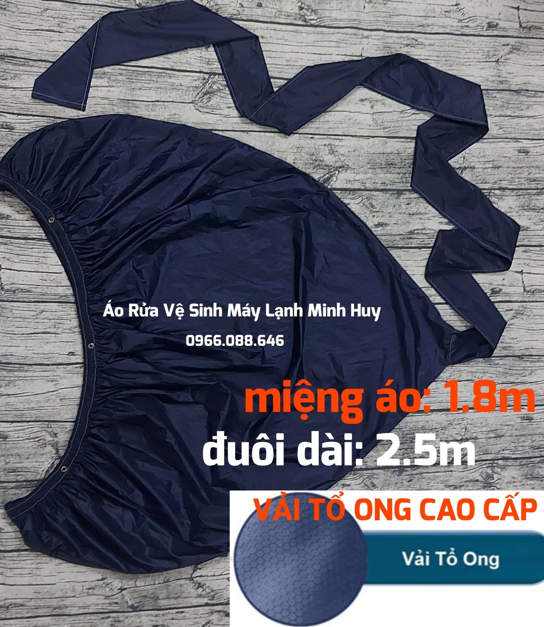 [HCM](SẴN - TP.HCM) (loại xịn - tặng dây sỏ) Túi vệ sinh máy lạnh tốt - vải dù cao cấp dài 3.5 mét miệng rộng 1.8m - Áo bạt trùm rửa vệ sinh máy lạnh - màu xanh đen tổ ong 2 lớp