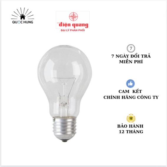 Bóng đèn sợi đốt 60W Điện Quang đuôi E27,bóng đèn dây tóc dùng để ấp trứng, sưởi ấm cho gà con