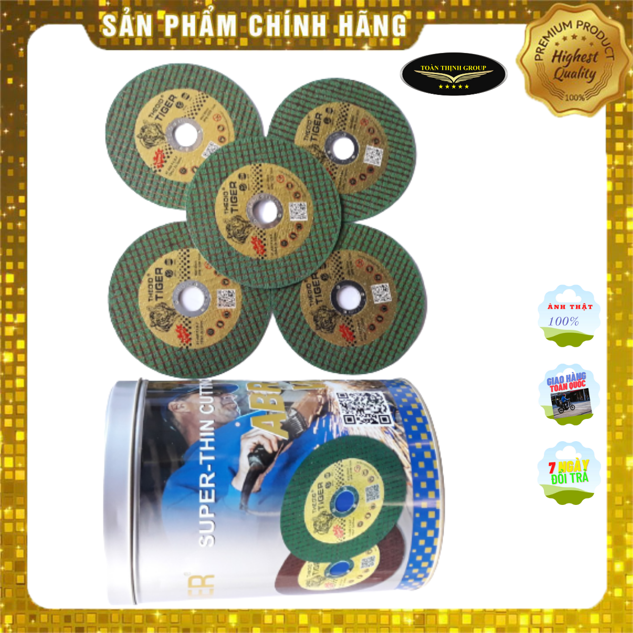 [Combo Lốc 25 Viên] Đá Cắt Sắt, Inox Hiệu TIGER 100mm, 125mm Hàng Chính Hãng - Cắt Siêu Nhanh, Siêu Bén, Lâu Tan Đá