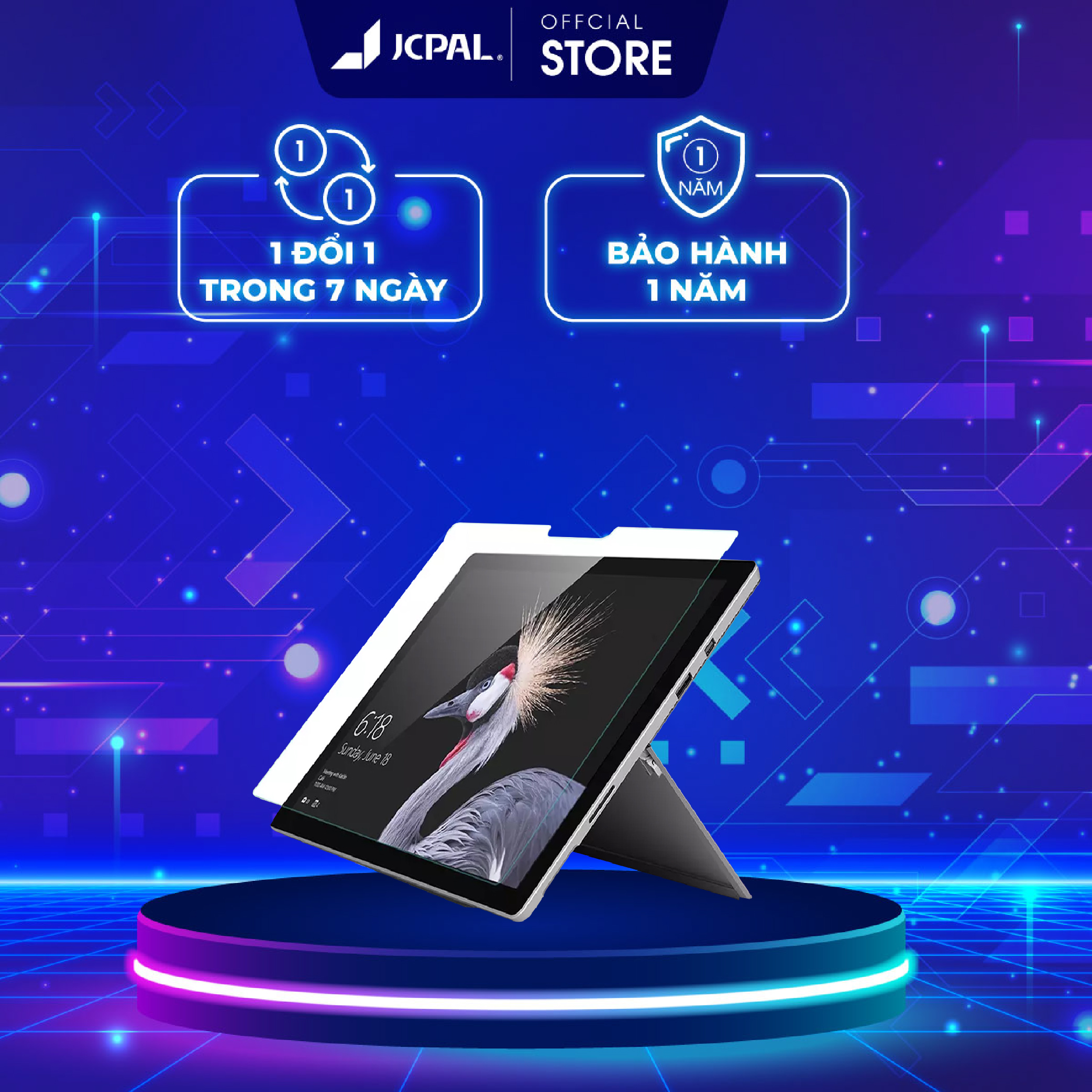 Kính cường lực JCPAL Surface Pro 4 chống bám vân tay cực, chống ánh sáng xanh