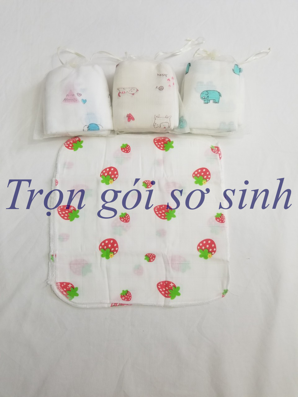 Khăn sữa xô kích thướt 30x30cm dùng cho bé có họa tiết