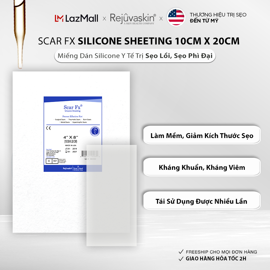 Miếng Dán Xóa Mờ Sẹo Lồi, Phì Đại Rejuvaskin Scar Fx 10cm x 20cm