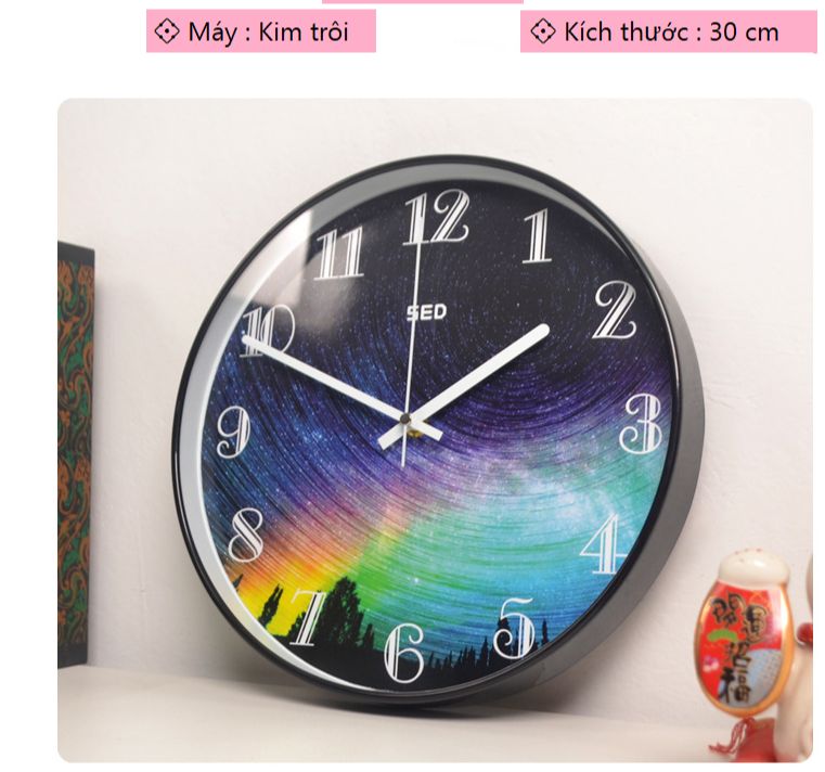 [Freeship] Đồng Hồ Treo Tường Kim Trôi Cao Cấp SED, Đồng Hồ Treo Tường Kim Trôi Đẹp Sang Trọng Đồng Hồ Treo Tường Đường Kính 30 cm