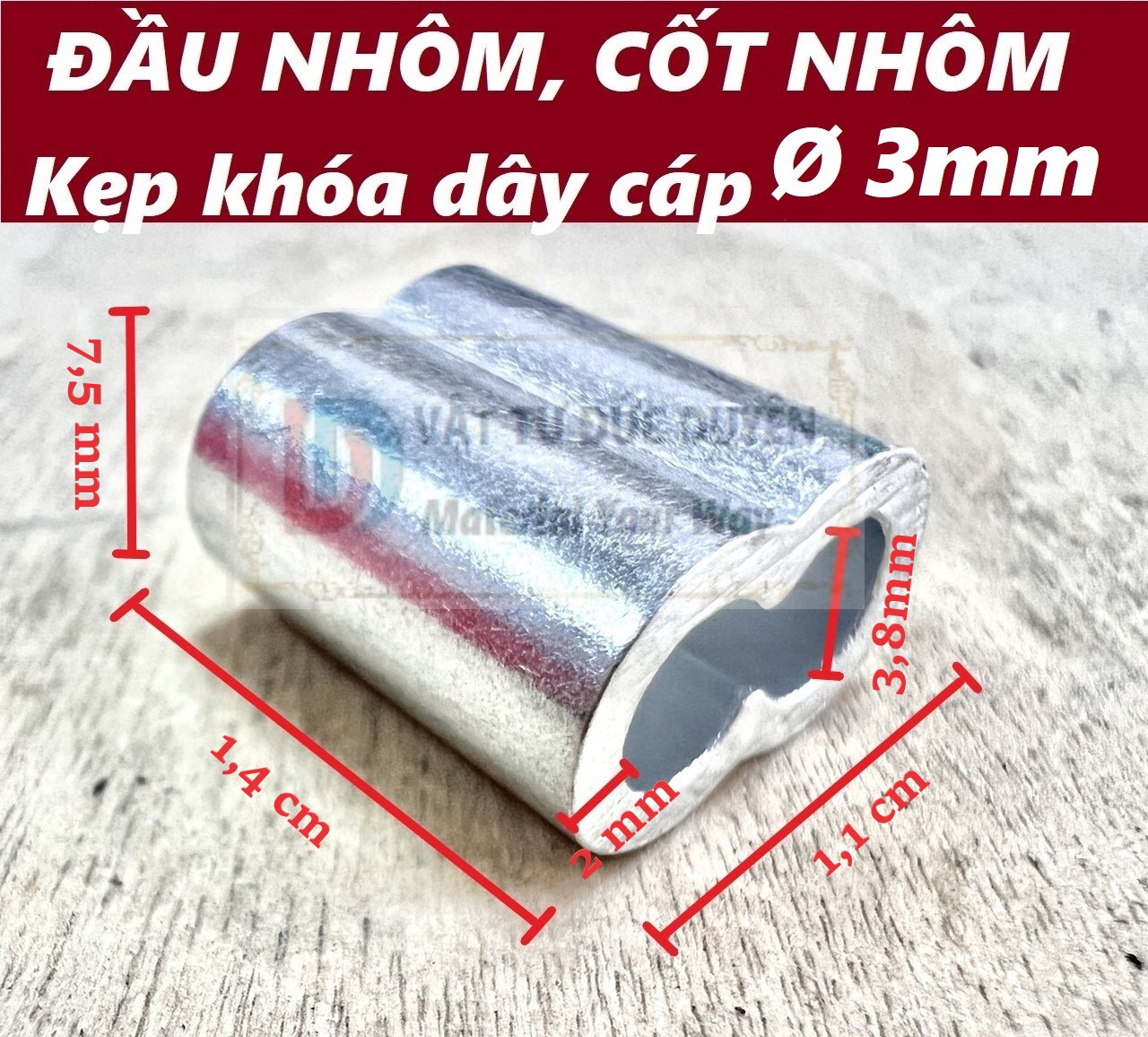 10 Đầu nhôm cốt nhôm khóa dây cáp Ø