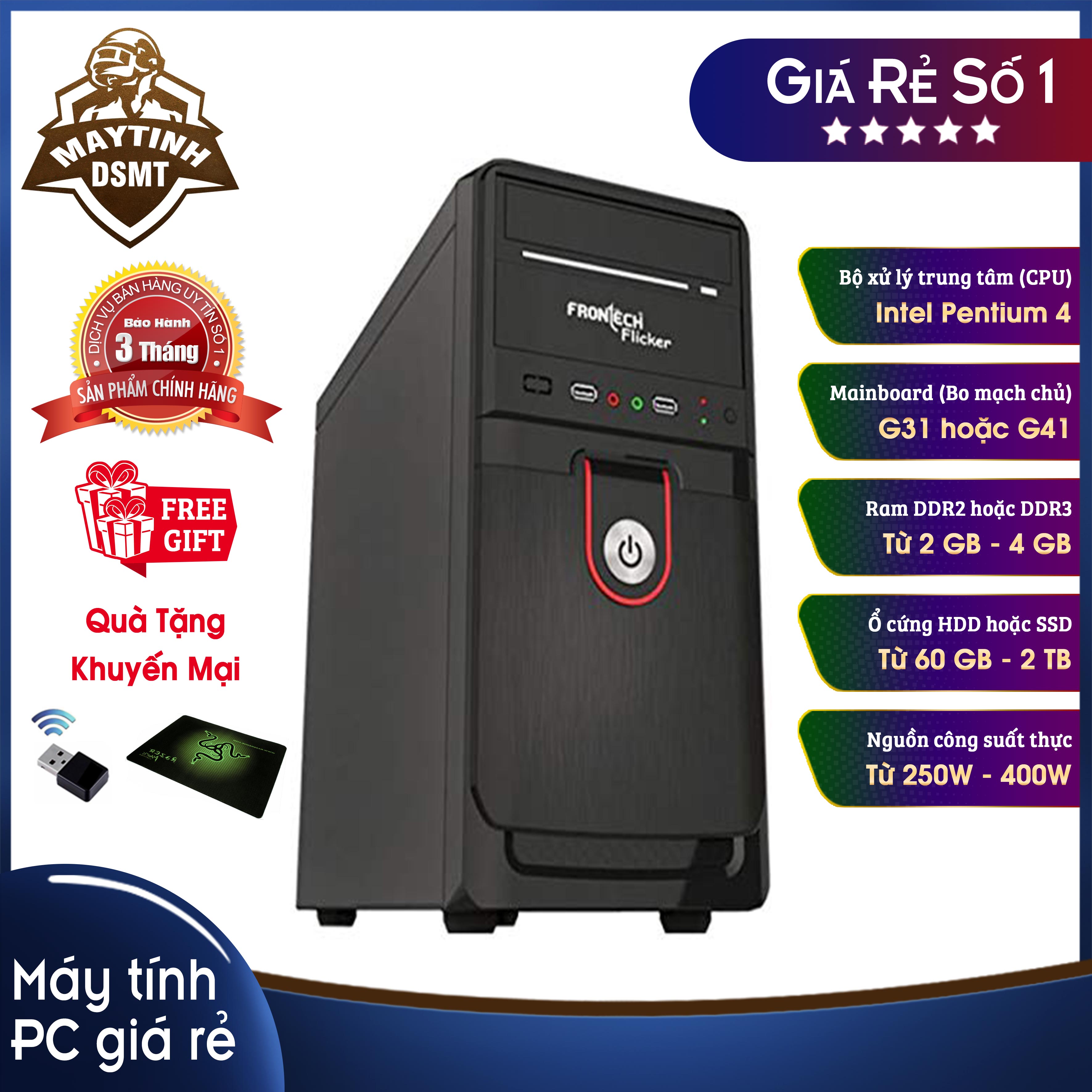 Bộ máy tính cây phù hợp cho làm việc văn phòng, giải trí, nghe nhạc, đọc báo, case PC, máy tính bàn giá rẻ