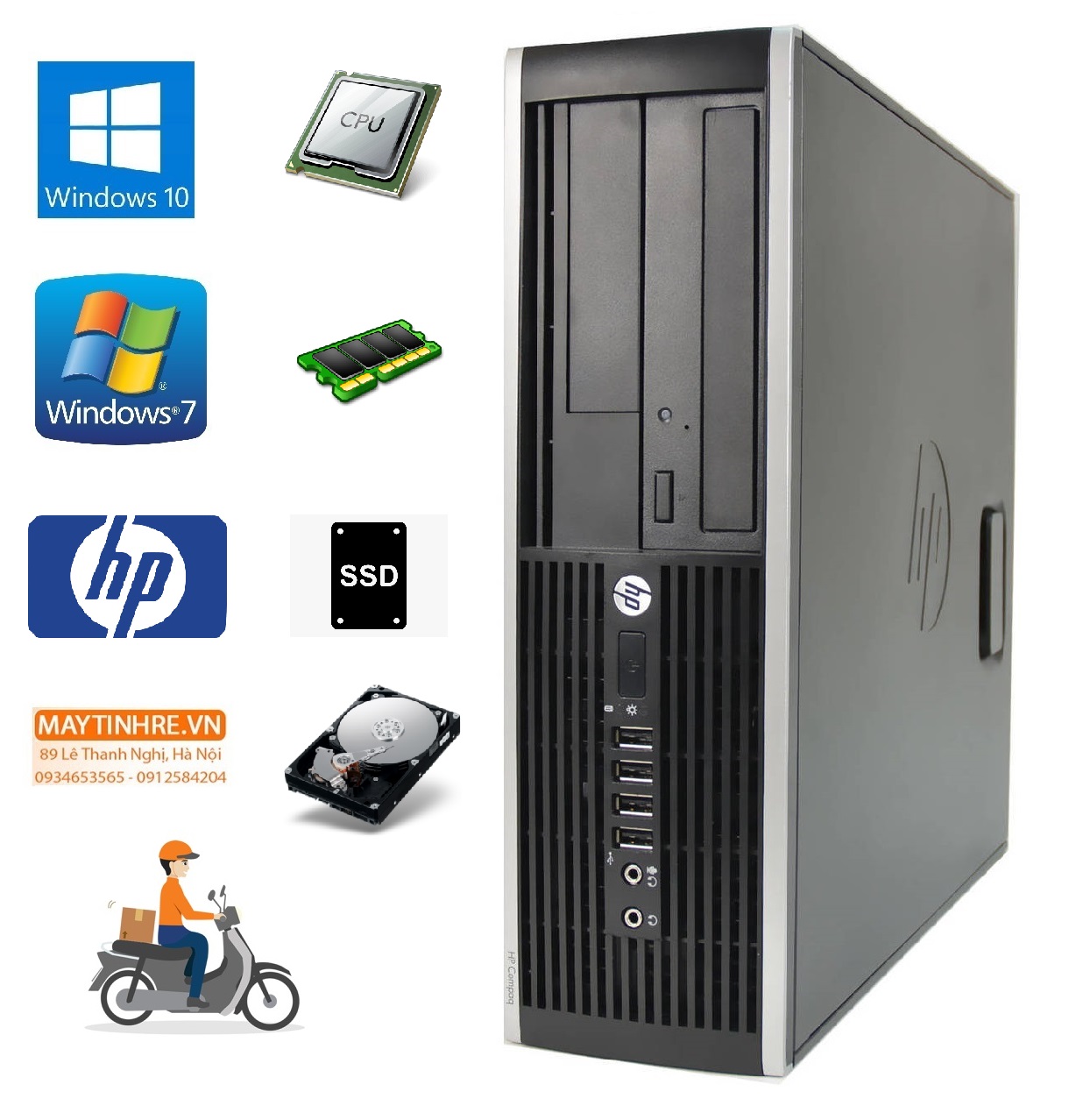 Máy tính đồng bộ HP Compaq 6200 Intel G620 RAM 2GB HDD 160GB + Tặng kèm bộ bàn phím chuột Gipco