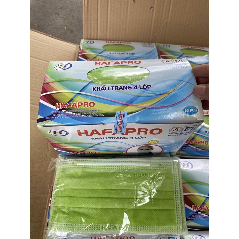 Khẩu trang y tế 4 lớp hafapro hộp 50 cái xanh lá