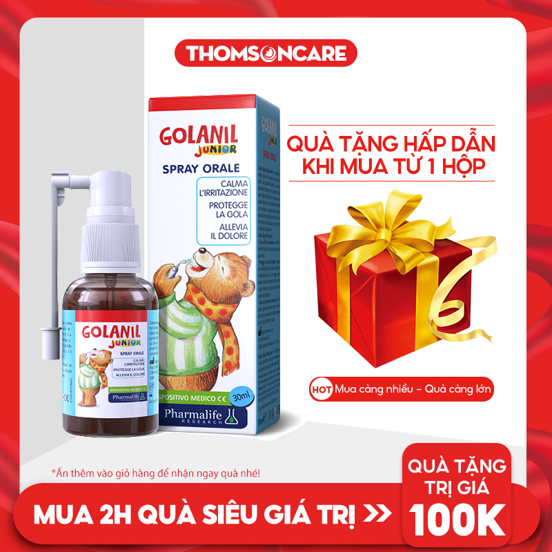 Golanil junior spray xịt họng chiết xuất từ keo ong, giảm ho, nhiệt miệng cho bé - nhập khẩu chính hãng từ Ý lọ 30 ml dạng xịt