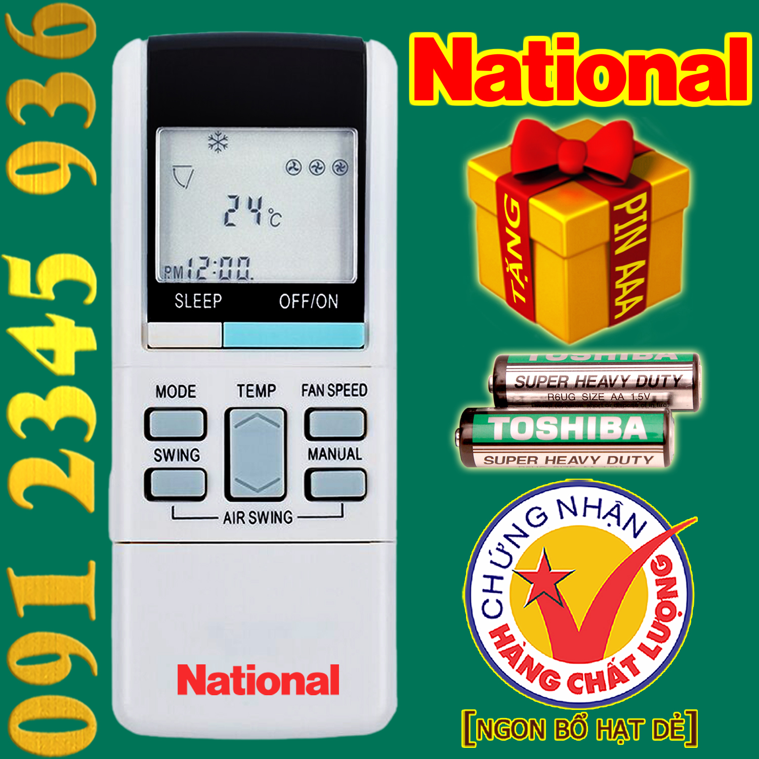 Điều khiển National [HÀNG ĐẸP] cho điều hòa. (Mẫu số 3)