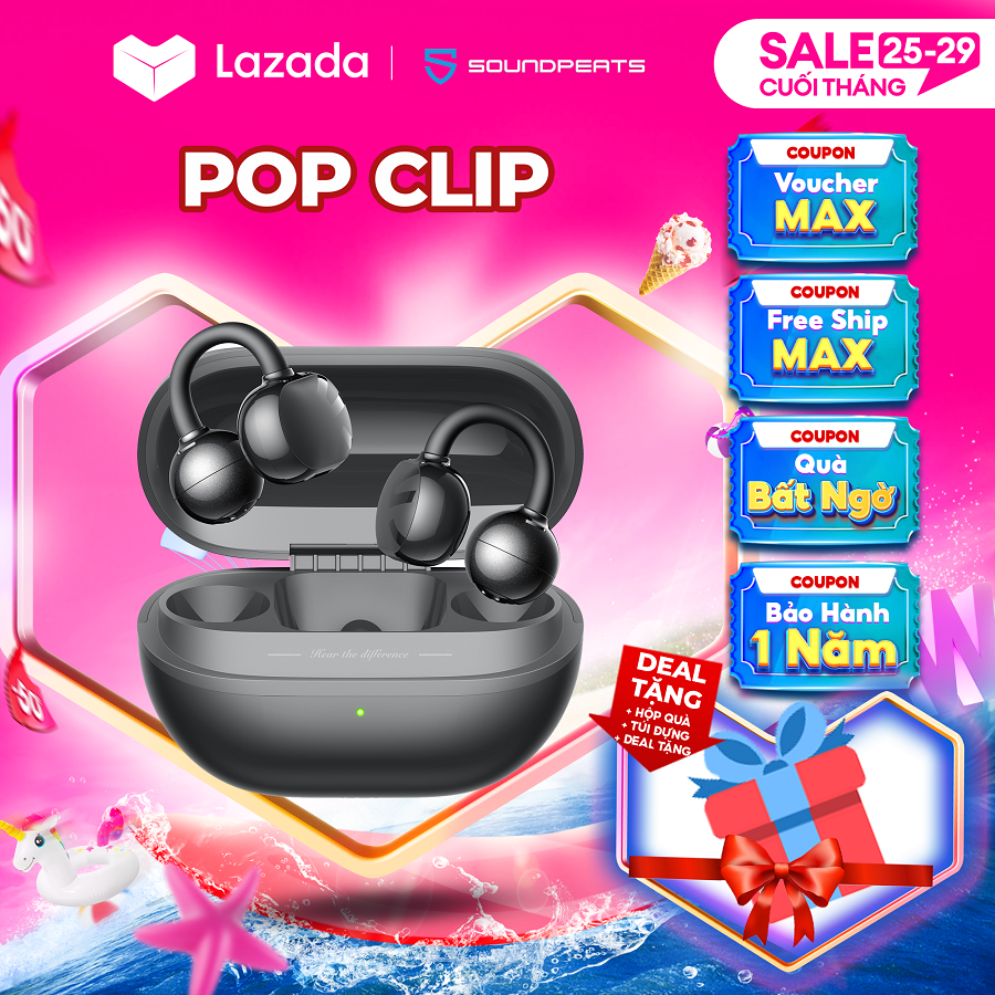 Tai Nghe True Wireless SoundPEATS POP Clip | Open Ear Clip-On | Âm Thanh Định Hướng | Bluetooth 5.4