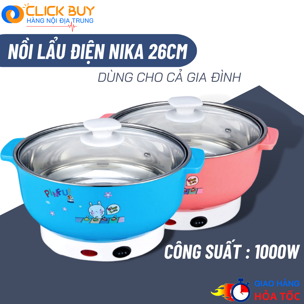 Nồi Lẩu Điện Gia Đình 1000W Đáy Inox 304 - Bếp Ăn Lẩu SIÊU TỐC  - Nồi ăn lẩu danh cho sinh viên và văn phòng BẢO HÀNH 1 NĂM