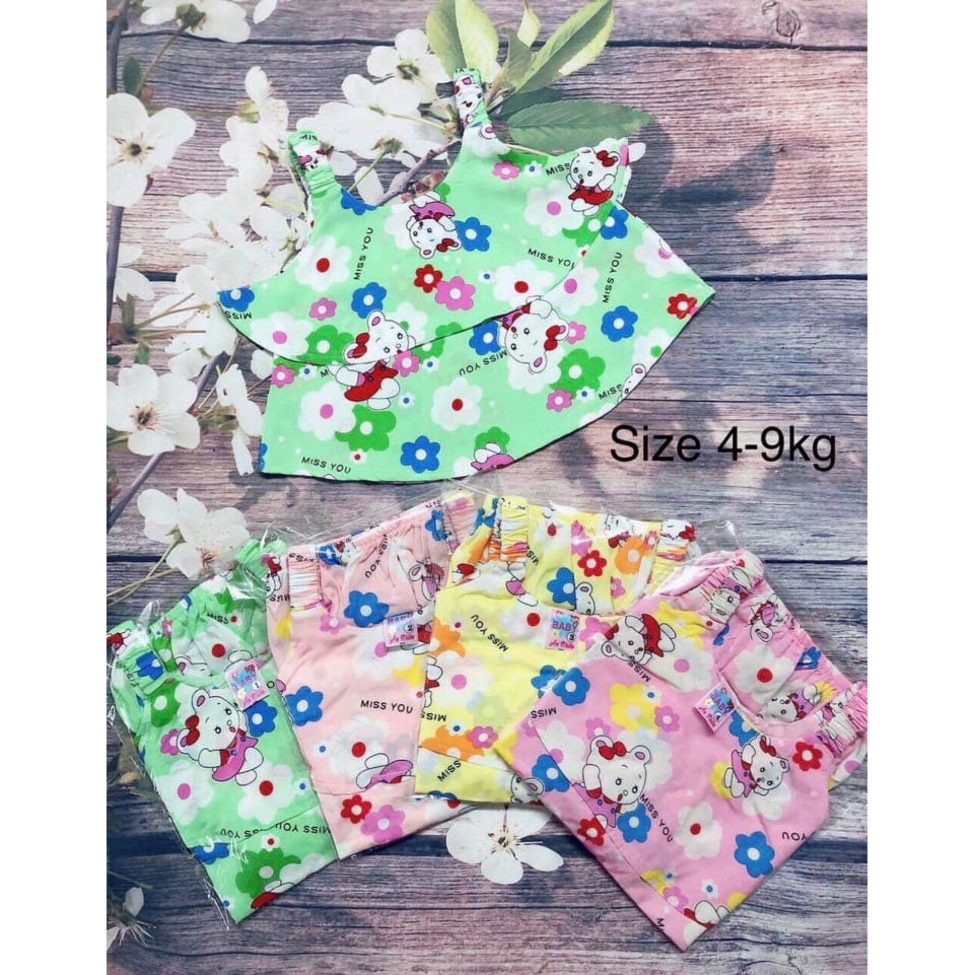 Combo 6 bộ đồ tôn bé gái 4-9kg - tặng bé 1 vòng dâu