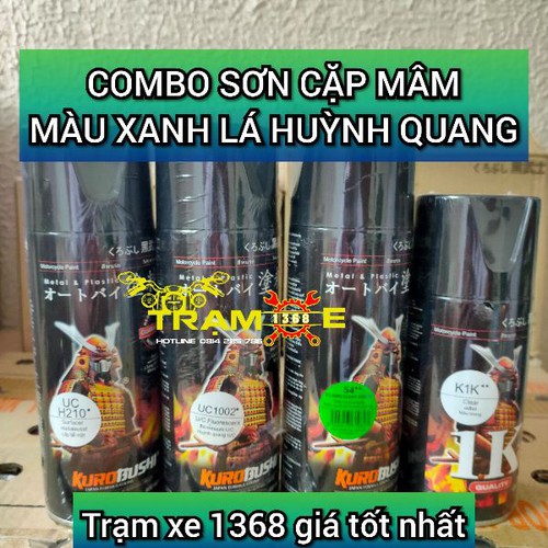 SƠN SAMURAI COMBO SƠN MÂM MÀU XANH LÁ HUỲNH QUANG GỒM 4C - Trạm Xe 1368 dễ dàng sử dụng dành cho mọi dòng xe