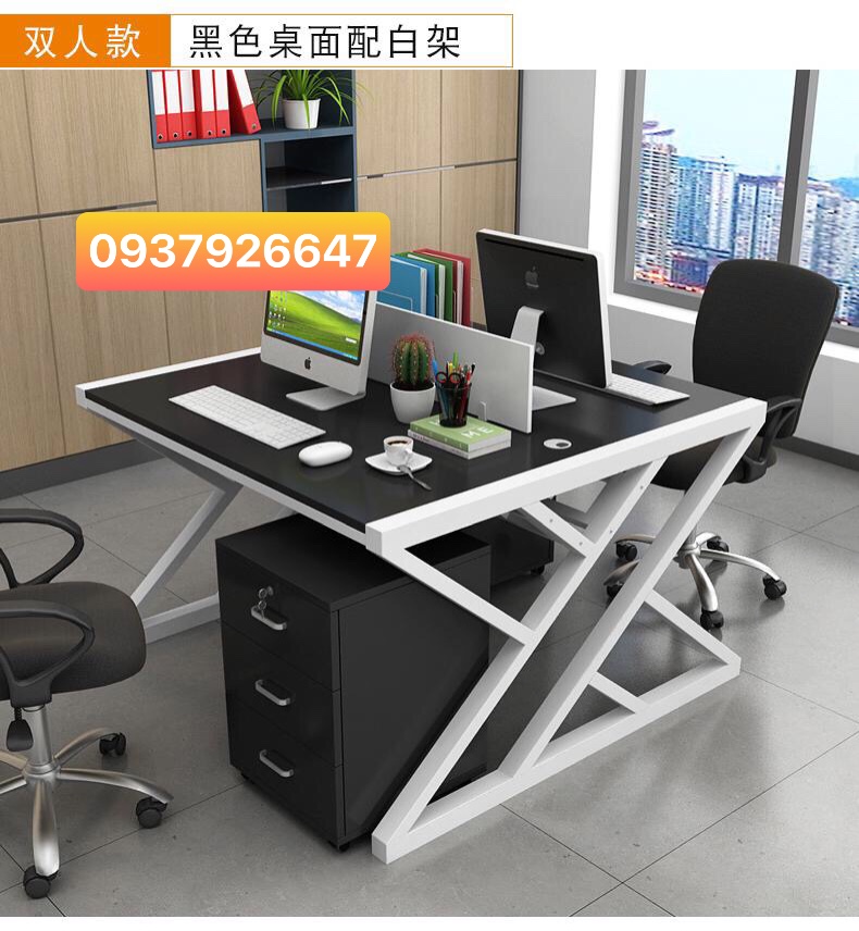 bàn làm việc cụm dành cho 2 người có vách ngăn