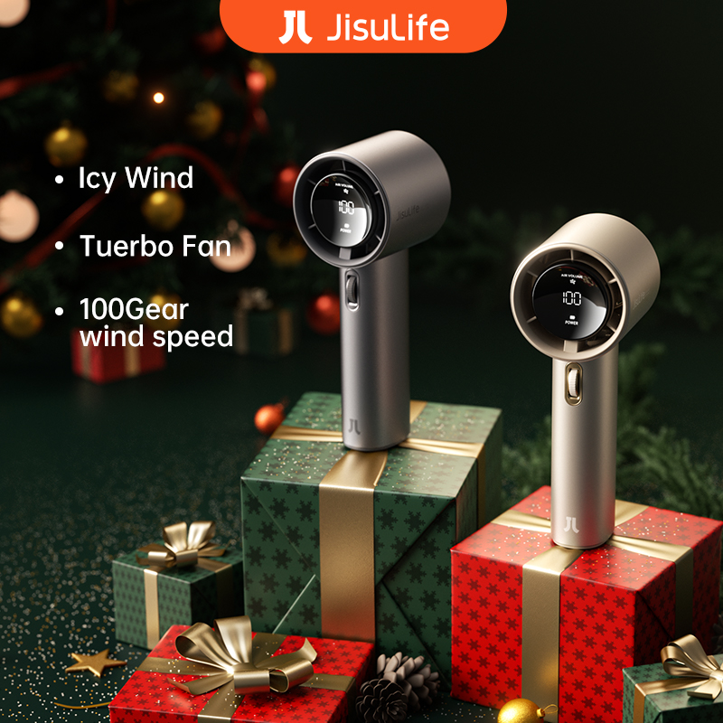 JISULIFE Pro1S Rechargeable Handheld Fan with 5000mAh 100 Level Adjustment Visual Wind Speed Power Display Long Battery Life For Commuting To Work And Outdoor Sports