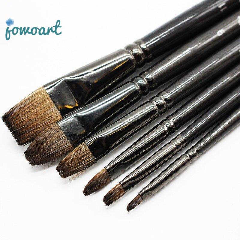 Jowoart Chuyên nghiệp Sóc Tóc Tranh Cọ Dầu Tranh Nghệ Thuật dùng Học Bút Phẳng Cọ Sơn Cho Gouache Tranh Vẽ Bộ