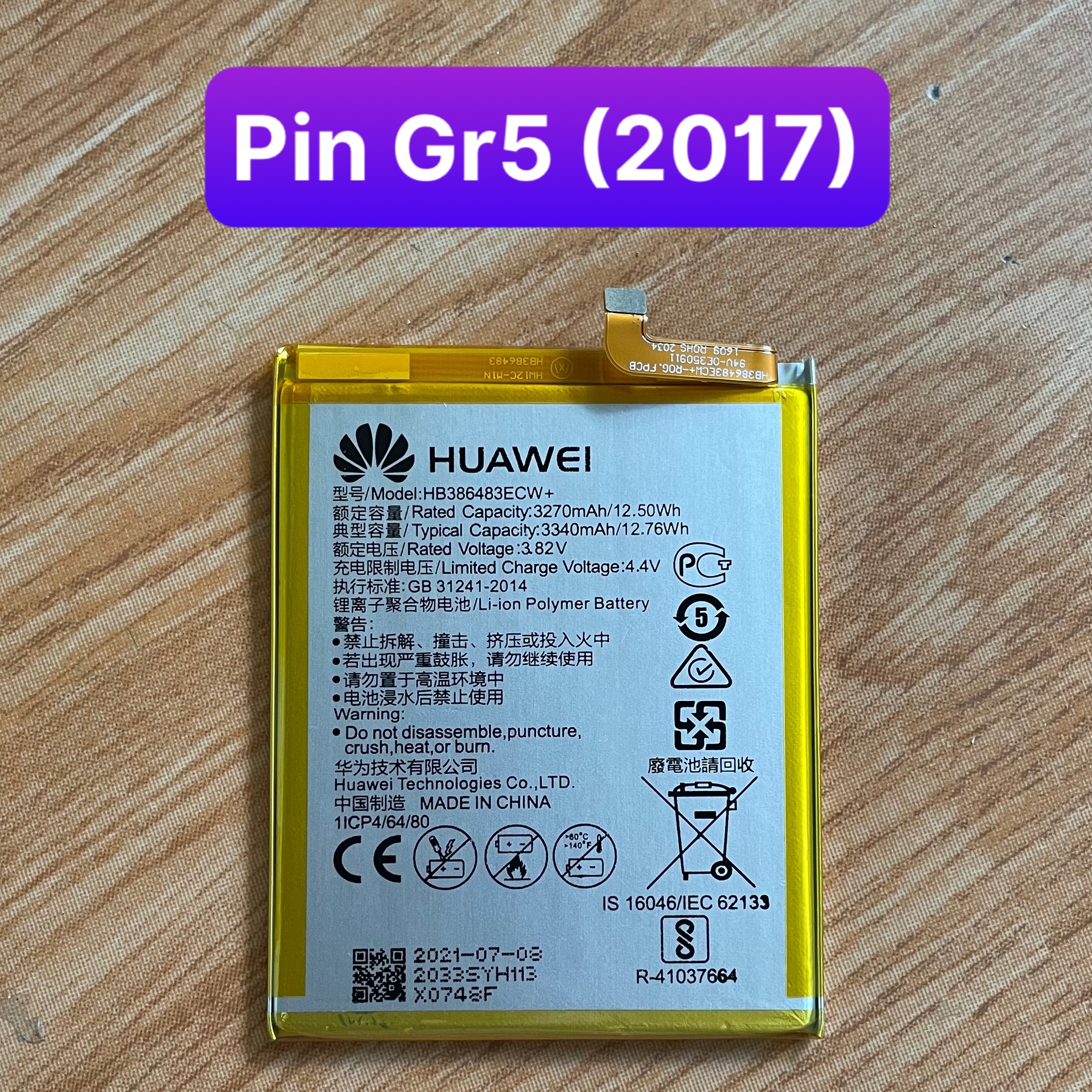 pin huawei Gr5 2017 / honor 6x mã HB366483ECW / 3340mAh