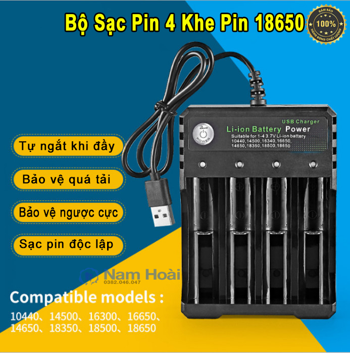 Bộ sạc 2, 4 pin bmax li-ion cho 18650 18500 16340 14500 26650